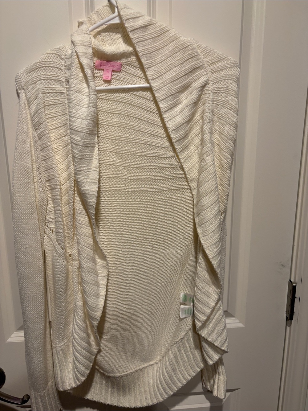 Lilly Pulitzer Cream Open-Front Draped Cardigan